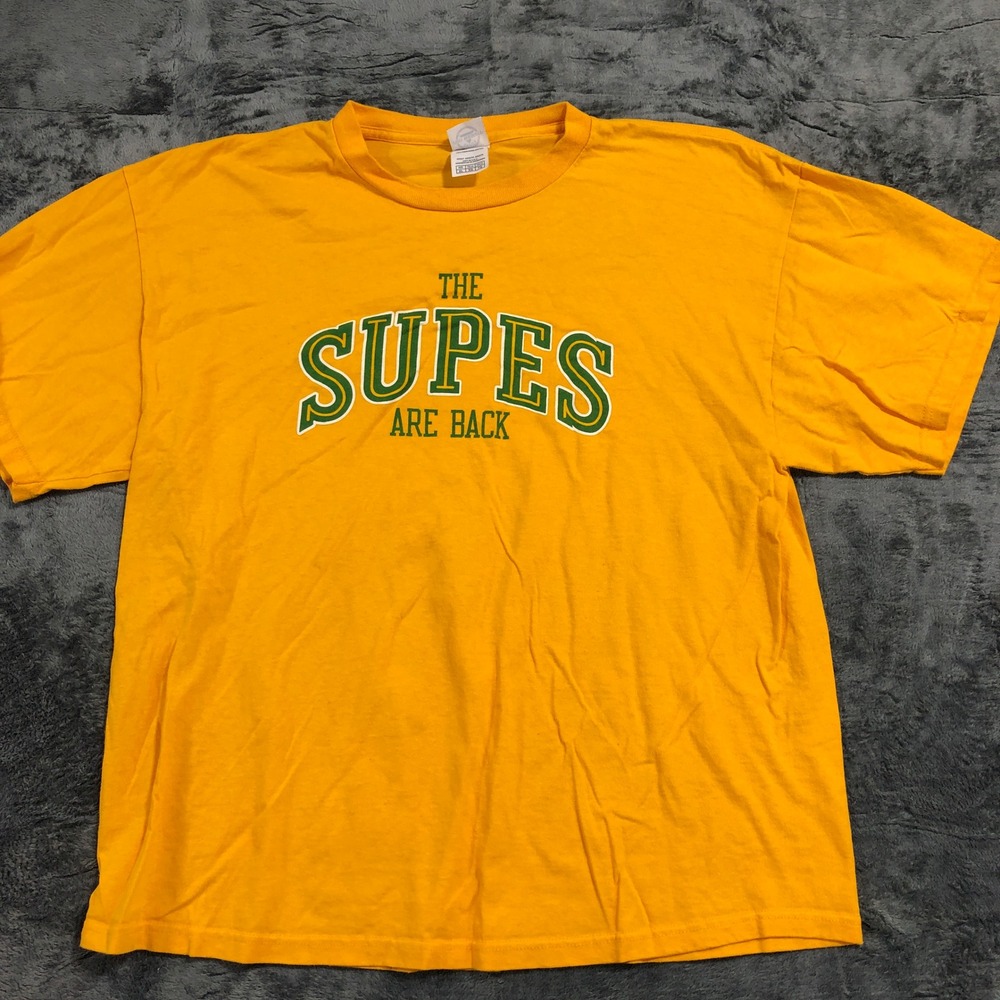 Delta Pro Weight T Shirt Mens XL Yellow Comcast The Supes Are Back Promo Graphic